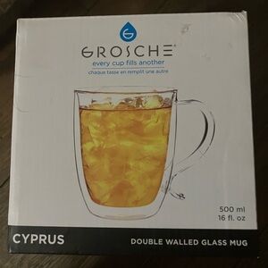 Grosche Cyprus Double-Walled Glass Mug 16oz-new